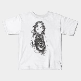 Beauty Owl Girl Kids T-Shirt